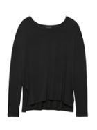 Banana Republic Womens Soft-stretch Long-sleeve Relaxed T-shirt Black Size Xs