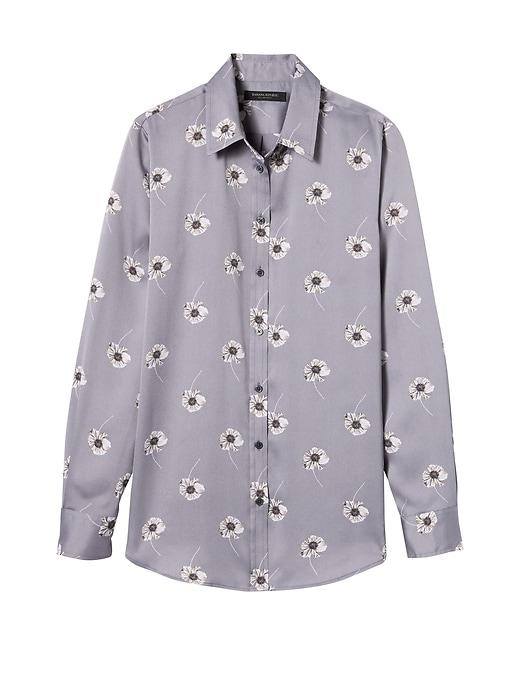 Banana Republic Womens Dillon-fit Floral Shirt Silver Size L