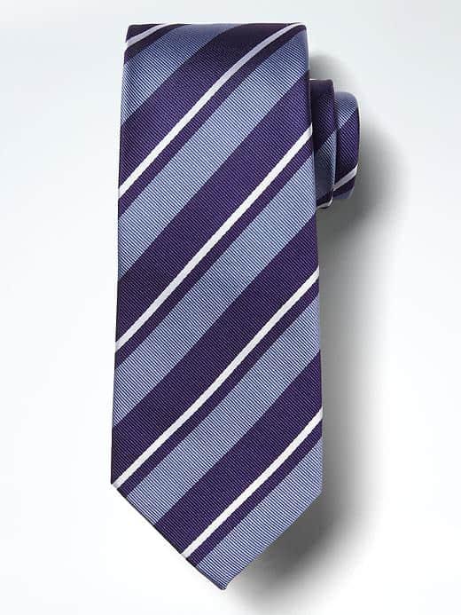 Banana Republic Classic Stripe Silk Nanotex Tie - Orchid Purple
