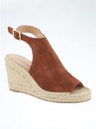 Banana Republic Peep Toe Wedge Espadrille - Whiskey