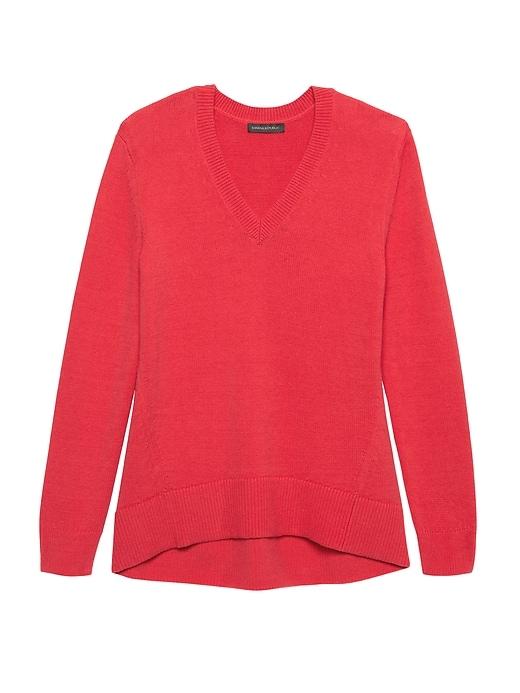 Banana Republic Womens Supersoft Cotton Blend V-neck Sweater Popsicle Red Size Xs