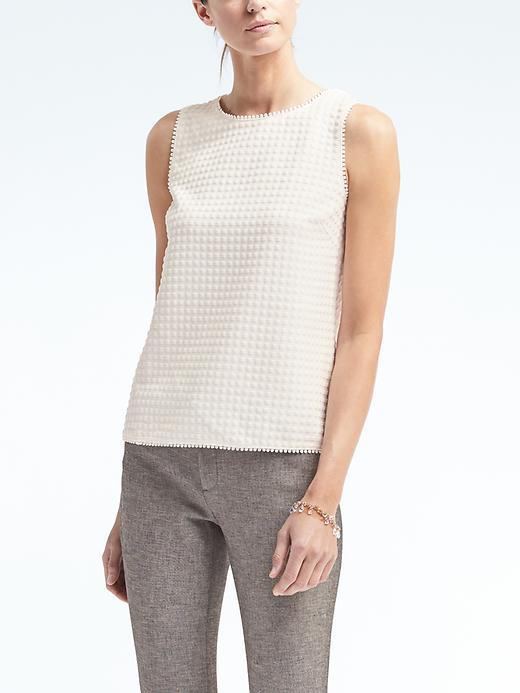 Banana Republic Womens Gingham Knit Wrap Back Top - White