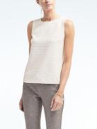 Banana Republic Womens Gingham Knit Wrap Back Top - White