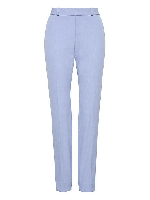 Banana Republic Womens Petite Ryan Slim Straight-fit Machine-washable Birdseye Pant Light Blue Size 00