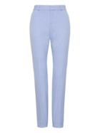 Banana Republic Womens Petite Ryan Slim Straight-fit Machine-washable Birdseye Pant Light Blue Size 00