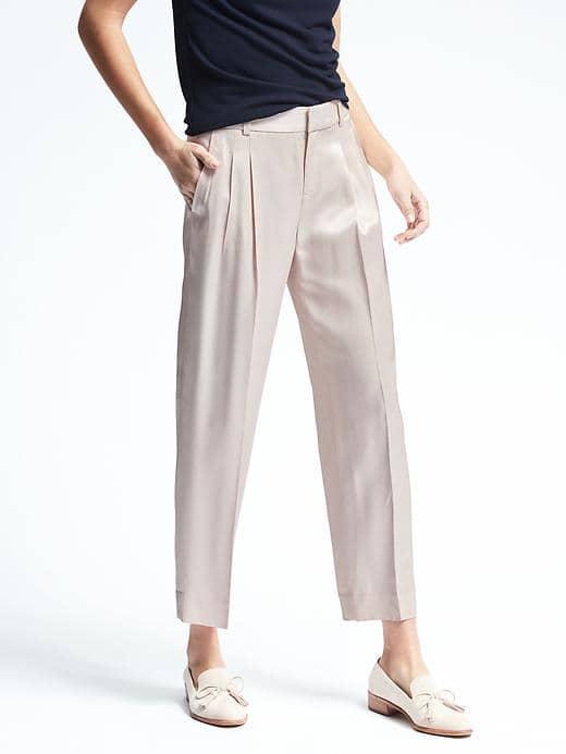 Banana Republic Womens Heritage Double Pleat Crop Pant - Gold