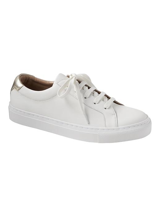 Banana Republic Womens Lace-up Sneaker White Leather Size 9 1/2