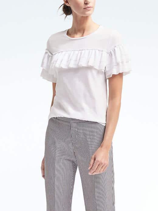 Banana Republic Womens Ruffle Front Couture Tee - White