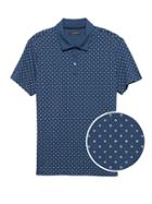 Banana Republic Mens Luxury-touch Diamond Print Polo Shirt Carribean Blue Size S