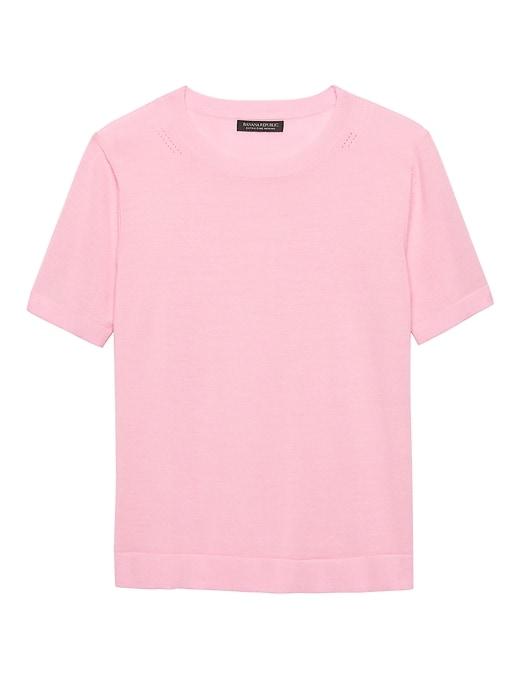 Banana Republic Womens Machine-washable Merino Short-sleeve Crew Pink Icing Size S