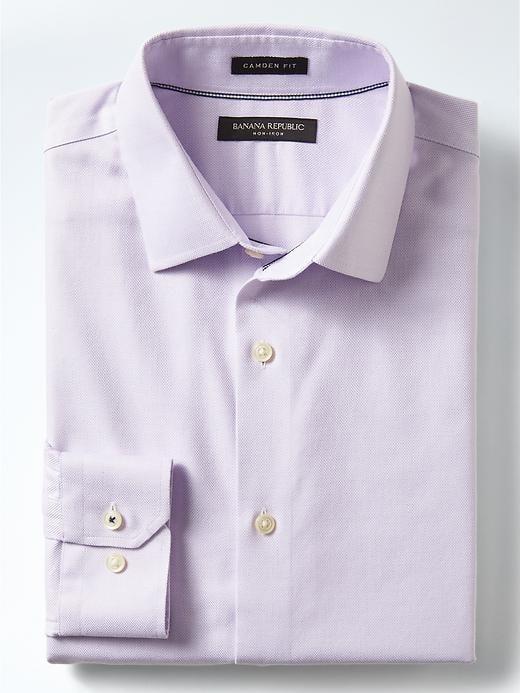 Banana Republic Mens Grant Fit Non Iron Stretch Solid Shirt - Lavender