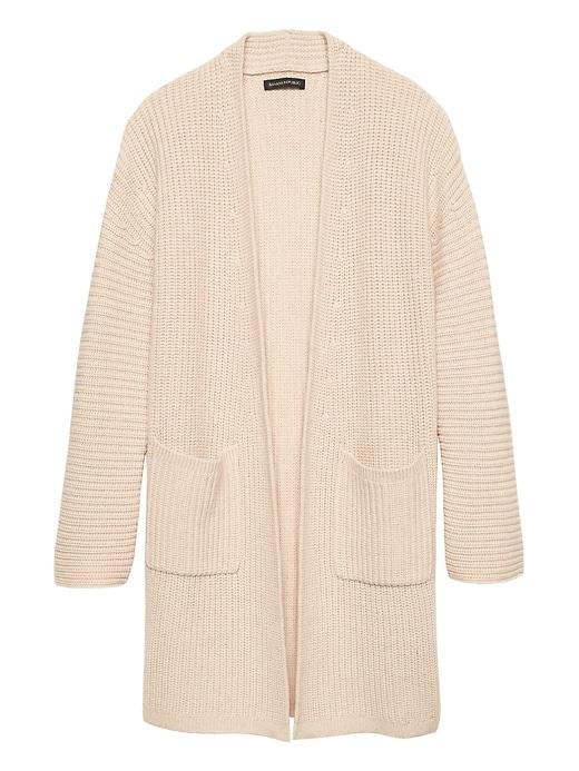 Banana Republic Womens Machine-washable Wool-cashmere Ribbed Coatigan Sweater Camel Size Xs