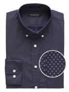 Banana Republic Mens New Slim-fit Tech-stretch Cotton Cross Print Shirt Elysian Blue Size S