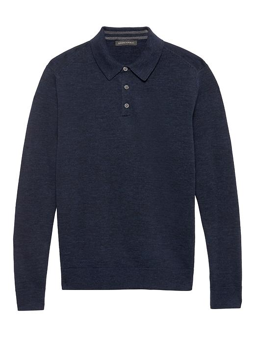 Banana Republic Mens Heathered Cotton Sweater Polo Shirt Navy Size Xl