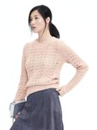 Banana Republic Womens Metallic Leaf Cable Knit Pullover - Dusty Pink