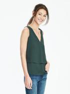 Banana Republic Sleeveless Tiered Vee Top Size L Petite - Caribbean Forest
