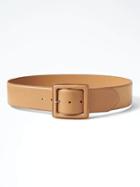 Banana Republic Leather Covered Buckle Wide Belt - Natural