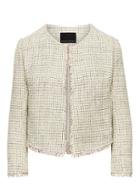 Banana Republic Womens Tweed Jacket With Frayed Edges Pink Multi Size 0