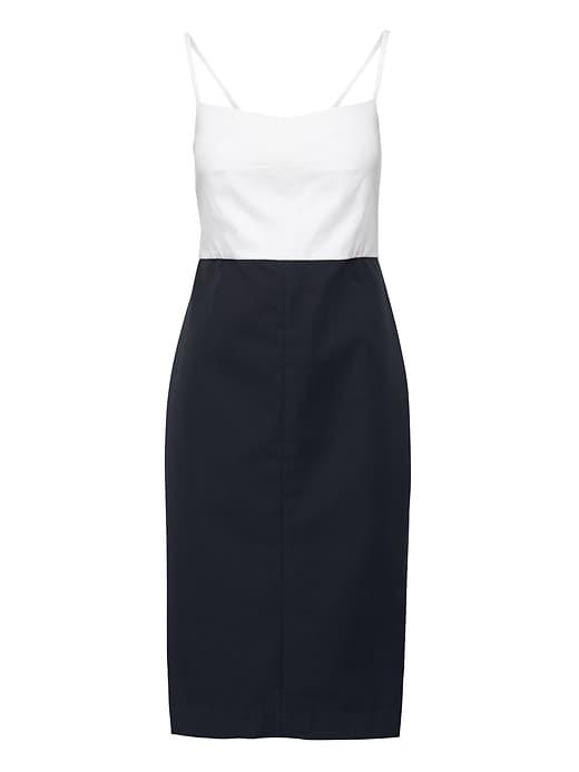 Banana Republic Womens Petite Strappy Bi-stretch Sheath Dress Navy Size 00