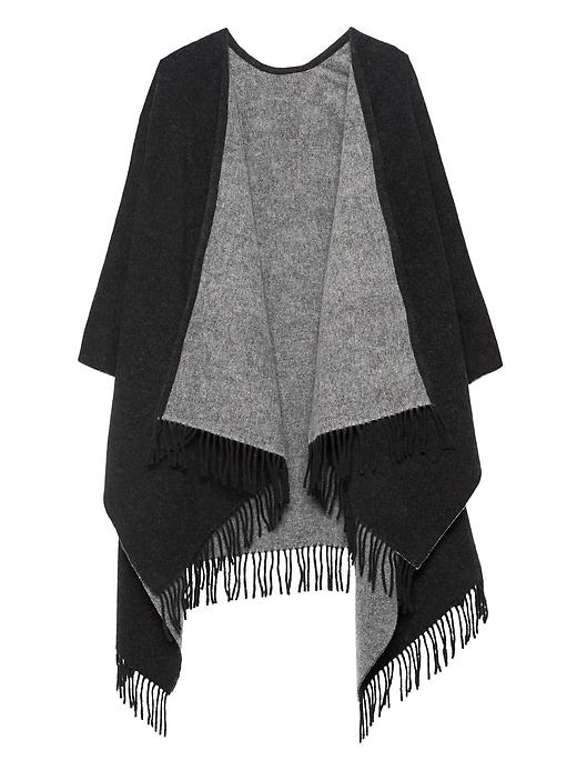 Banana Republic Womens Reversible Wool-blend Poncho Black With Heather Gray Size One Size