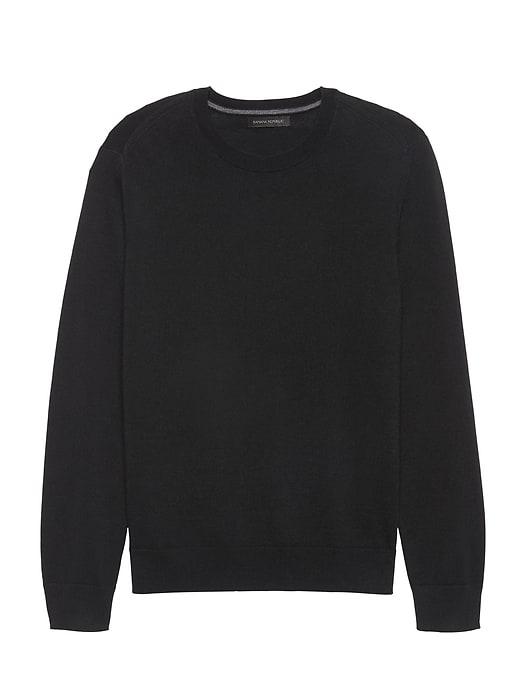 Banana Republic Mens Extra-fine Italian Merino Wool Crew-neck Sweater Black Size S
