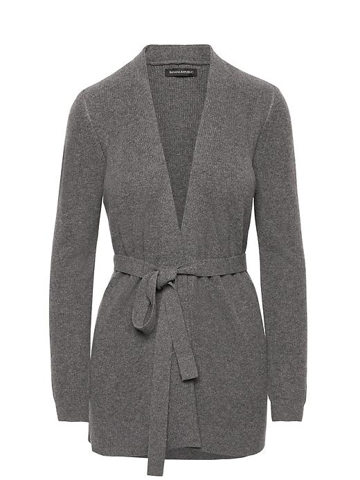 Banana Republic Womens Wool-cashmere Blend Ribbed Cardigan Sweater Heather Charcoal Size Xl