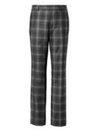Banana Republic Mens Standard Gray Plaid Italian Wool Flannel Suit Trouser - Charcoal