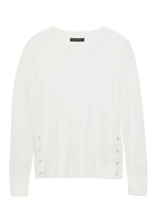Banana Republic Womens Machine-washable Merino Button-side Cropped Sweater Ivory Size M