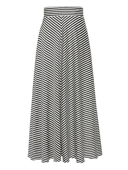 Banana Republic Womens Petite Stripe Maxi Skirt Black & White Stripe Size 00