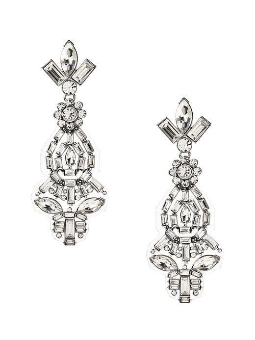 Banana Republic Deco Plexi Drop Earring - Clear Crystal