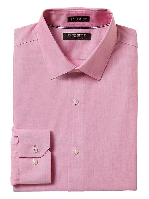 Banana Republic Mens Camden Standard-fit Non-iron Stretch Solid Shirt Crimson Red Size M