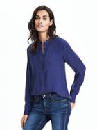 Banana Republic Womens Heritage Pleat Front Blouse Size S - Navy
