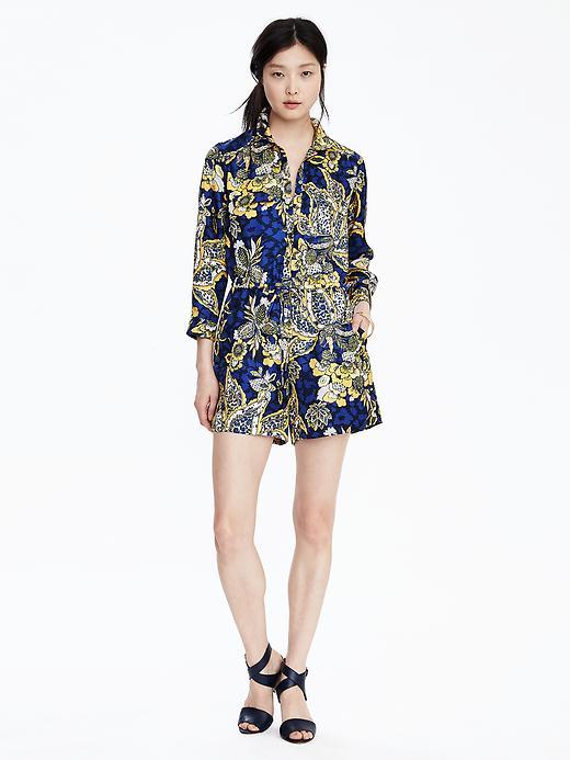 Banana Republic Womens Limited Edition Long Sleeve Print Romper Size 0 - Blue Print