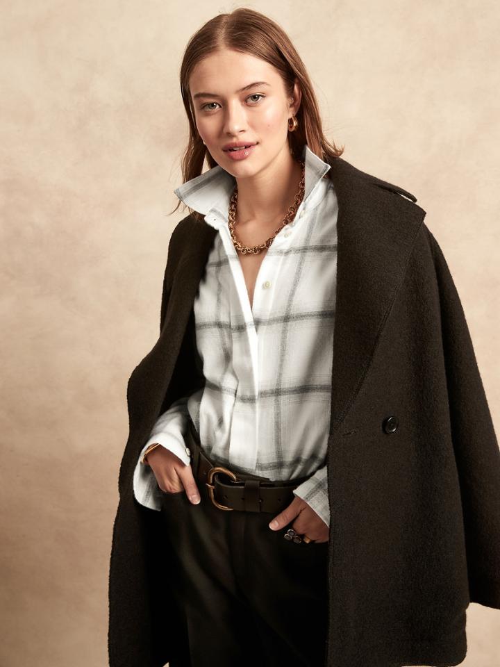 Petite Classic-fit Organic Cotton Flannel Shirt