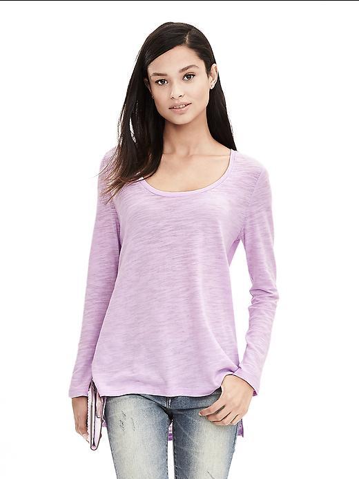 Banana Republic Womens Slubbed Scoop Neck Tee Size L - Sugar Crush Purple