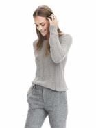 Banana Republic Womens Pom Pom Crew Cable Pullover Size L - Gray Sky