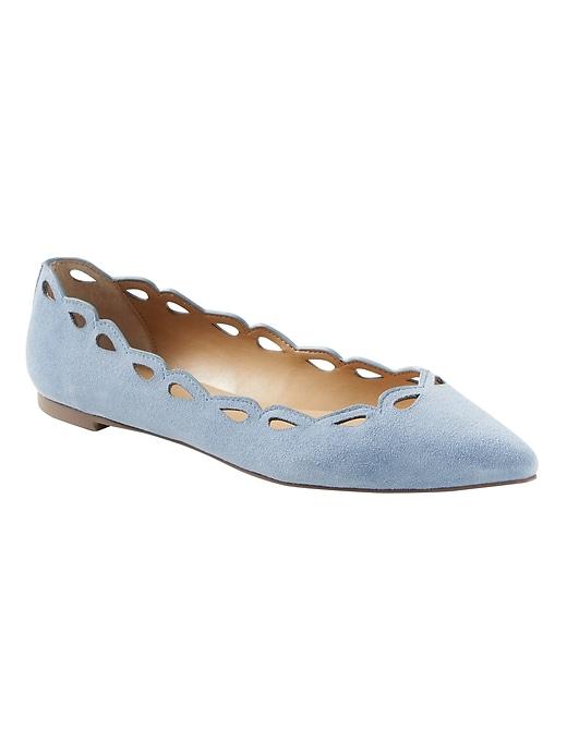 Banana Republic Womens Laser-cut Pointed-toe Flat Light Blue Suede Size 8 1/2
