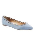 Banana Republic Womens Laser-cut Pointed-toe Flat Light Blue Suede Size 8 1/2