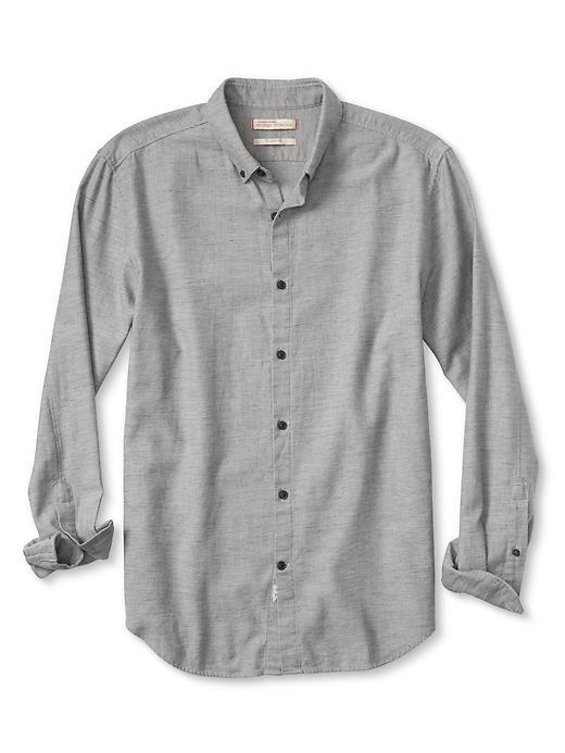 Banana Republic Mens Camden Fit Solid Nep Shirt Size L - Chimney Gray