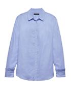 Banana Republic Womens Petite Dillon Classic-fit Ruffle-cuff Shirt Blue Size M
