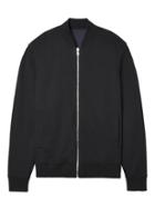 Banana Republic Mens Reversible Luxury-touch Bomber Black & Heather Blue Size M