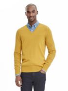 Banana Republic Mens Todd &amp; Duncan Textured Cashmere Vee Pullover Size L Tall - Gold