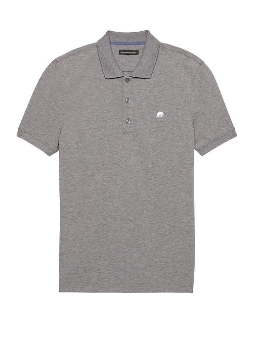 Banana Republic Mens Solid Pique Polo Shirt Heather Gray Size Xxs