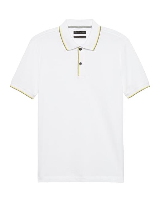Banana Republic Mens Slim Luxury-touch Texture Polo Shirt Optic White Size Xs