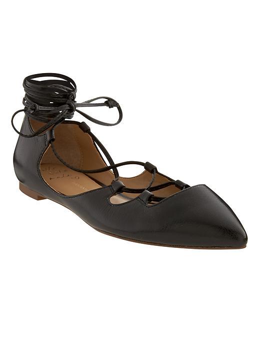 Banana Republic Allie Lace Up Flat Size 10 - Black