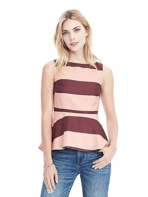 Banana Republic Womens Sleeveless Peplum Rugby Stripe Top Size 0 - Pink Sundown