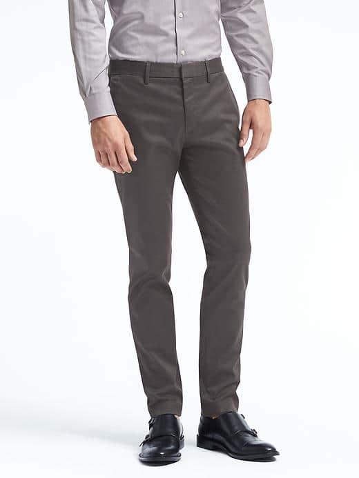Banana Republic Mens Fulton Skinny Rapid Movement Chino - Charcoal