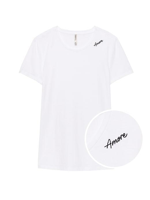 Banana Republic Womens Supima Cotton Embroidered T-shirt White Size S