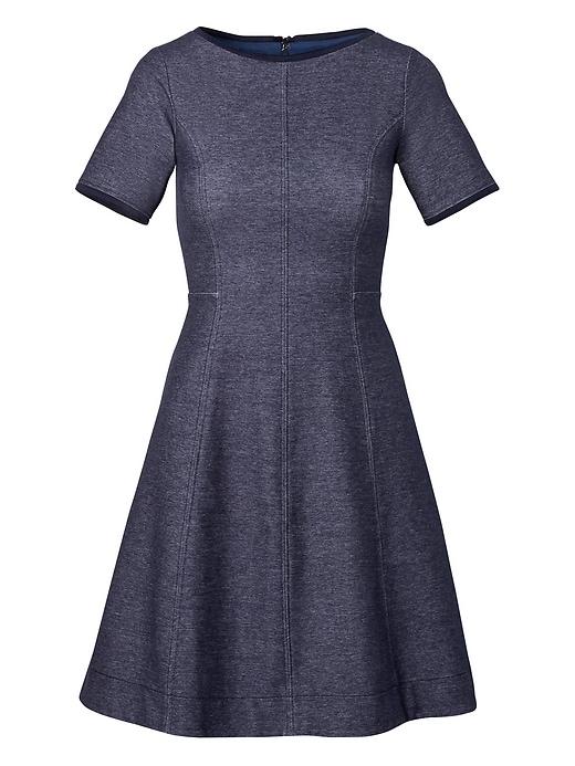 Banana Republic Womens Petite Denim Fit-and-flare Dress Dark Night Size 12