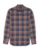 Banana Republic Mens Grant Slim-fit Luxe Flannel Plaid Shirt Navy Size Xs